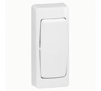Legrand 086084E Interruptor conmutador superficie pulsador Estrecho, 2300 W, 230 V, 10 A, Blanco