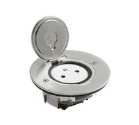 Legrand 089770 - Toma de suelo de superficie simple con platino redondo, 2P+T, 16A, 250 V, acero inoxidable