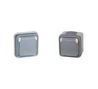 legrand 191512 Plexo - Enchufe De Pared, Enchufe Estanco De Empotrar De La Gama Plexo, Color Gris + 191504 Base De Enchufe Estanca con Tapa para Superficie, Gris