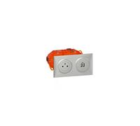 Legrand 300408 - Kit de toma de corriente para superficie + módulo de carga 2 USB tipo A Dooxie 2.4A precableado, acabado en aluminio
