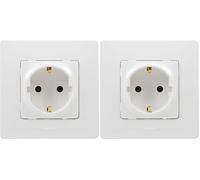 Legrand 396434 Enchufe o toma 2P+T de pared de la gama Niloé monoblock, mecanismo completo, color blanco (Paquete de 2)