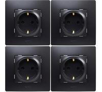 Legrand 396492 NL Toma 2P+T Monobloc, Negro, Individual (Paquete de 4)