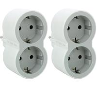 Legrand 694516, Adaptadores 2P+T, 2 Tomas de enchufes/Corriente Frontales, Ladron de enchufes. Color Blanco/Gris Claro (Paquete de 2)