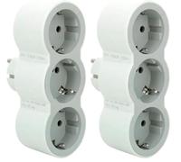 Legrand 694518, Adaptadores 2P+T, 3 Tomas de enchufes/Corriente Frontales, Ladron de enchufes, Color Blanco/Gris Claro (Paquete de 2)