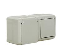 Legrand 782391 Forix - Juego de interruptor y enchufe de montaje en superficie a prueba de humedad (horizontal). Enchufe IP44 con tapa. Color Blanco