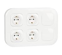 Legrand, 782497 Base de Enchufes de pared 4 tomas y 2 tapas ciegas , Forix, color blanco