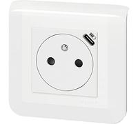 Legrand 99209 Mosaic, Enchufe 2 pt 1.5A/cargador USB blanco completo Corriente Surface Type-C