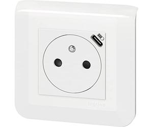 Legrand 99209 Mosaic, Enchufe 2 pt 1.5A/cargador USB blanco completo Corriente Surface Type-C