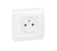 legrand 99216 - Toma de corriente para superficie Mosaic con placa y fijación a garras, color blanco - 99216
