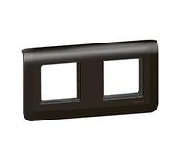 legrand 99482 Mosaic - Placa con soporte para 2 módulos de montaje horizontal mate-99482, color negro mate