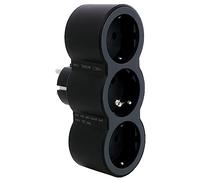 LEGRAND Adaptadores 2P+T, 3 Tomas de enchufes/Corriente Frontales, Horizontal, Ladron de enchufes, Color Negro/Gris Oscuro 694519