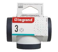 LEGRAND Adaptador 2P+T 694520 – 3 tomas laterales, ladrón de enchufes, blanco/gris oscuro