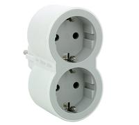 Legrand Adaptador doble 2P+T ladrón de enchufes, 2 tomas frontales blanco/gris claro 694516
