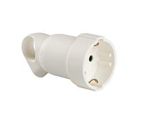 Legrand, Base enchufe Schuko, anillo tirador, Blanco | Base Enchufe 2P+T 16A, Salida de Cable a 45º recta o lateral, Anillo Tirador, Blanco 050191