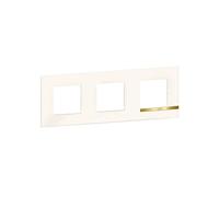 legrand BTAL9OP3 - Placa embellecedora (3 orificios), diseño de palo, color blanco brillante con borde de imitación or-BTAL9OP3
