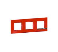 legrand BTAL9RU3 BTAL9RU3 - Placa embellecedora (3 elementos, acabado rugoso, acabado brillante, efecto aluminio), color rojo