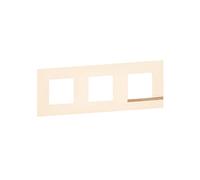 Legrand BTAL9SA3 BTAL9SA3 - Placa decorativa para 3 elementos, acabado satinado, con ribete de madera, color arena satinada