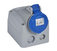 Legrand - CEE 16A Toma de montaje en superficie , azul 3 pines (2P + PE), 6 h (230 V / 16 A), clase de protección IP44, IK09