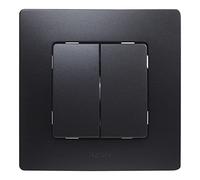 LEGRAND Doble Conmutador 10AX, Gama Niloé Monobloc, Mecanismo Completo con Marco, Negro, 396490