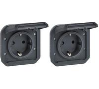 Legrand - Enchufe 16A con contacto lateral de tierra - Plexo - Estanco IP55 - Componible para instalar con caja o marco - Antracita - 069839LE (Paquete de 2)
