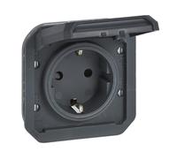 Legrand - Enchufe 16A con contacto lateral de tierra - Plexo - Estanco IP55 - Componible para instalar con caja o marco - Antracita - 069839LE