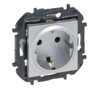LEGRAND Enchufe 2P+T 16A componible empotra, Niloé Step, Aluminio, 398251B | Enchufe 2P+T 16A componible para instalación empotrada, Gama Niloé Step, Color Aluminio, 398251B