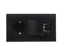 LEGRAND Enchufe 2P+T 16A y cargador USB tipo A 1A 5W componible para instalación empotrada, Gama Niloé Step, Color Antracita, 398217