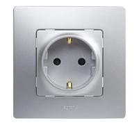 LEGRAND Enchufe 2P+T, Gama Niloé Monobloc, 16A 230V, Mecanismo Completo con Marco, Color Aluminio, 396482