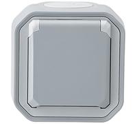 LEGRAND | Enchufe De Corriente Estándar Plexo, Gris Sobresaliente, Impermeable IP55 Protegido contra Polvos Y Agua, Resistencia A Choques IK08, Conexión Rápida Sin Herramientas
