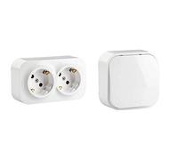 Legrand Enchufe de Pared 2 Tomas, Forix, Color Blanco Estándar + 782404, Interruptor Luz de Pared, Gama Forix, 10 Amp, Color Blanco