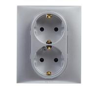 LEGRAND Enchufe Doble 2x2P+T 16A componible para instalación empotrada, Gama Niloé Step, Color Aluminio, 398209