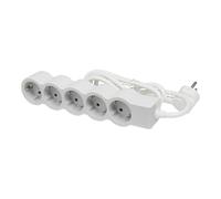 Legrand Enchufe Estándar 5x2P+A Cable 5m - Blanco-Gris (Enchufe Europeo) - 694571 [10 Piezas]