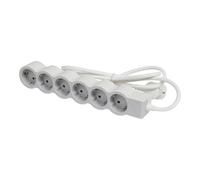 Legrand Enchufe Estándar 6x2P+A Cable 1,5m - Blanco-Gris (Enchufe Europeo) - 694557 [10 Piezas]