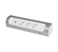 Legrand Enchufe Montable a 90 Grados 3x2P+PA USB C Cargador Aluminio (Enchufe Europeo) - 049409 [5 Piezas]
