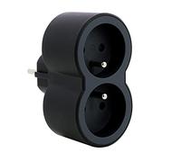 LEGRAND - Enchufe multitoma biplite - 2 tomas frontales con tierra - Posicionamiento vertical - Seguridad infantil integrada - negro y gris oscuro