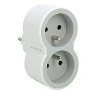 LEGRAND - Enchufe multitoma biplite - 2 tomas frontales con tierra - Posicionamiento vertical - Seguridad infantil integrada - Blanco y gris claro