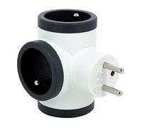 LEGRAND - Enchufe multitoma Triplite - 3 Tomas Laterales en T con Tierra - Seguridad Infantil integrada - Blanco y Gris Oscuro