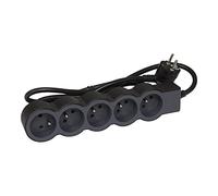 LEGRAND - Extensión multitoma extraplana, 5 Tomas 2P+T con Tierra, Cable de 1,5 m, Negro y Gris Oscuro, 1 Toma de 90 Grados para Cargador voluminoso