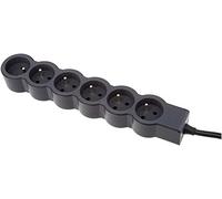 LEGRAND - Extensión multitoma extraplana, 6 Tomas 2P + T con Tierra, Cable de 3 m Negro y Gris Oscuro, 1 Toma de 90 ° para Cargador voluminoso