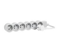 LEGRAND | Extensión multitoma extraplana, 6 Tomas 2P+T, de 1 a 90°, Cable de 1,5 m, Blanco y Gris Claro, Uso Interior con diseño Minimalista