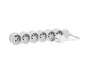 LEGRAND | Extensión multitoma extraplana, 6 Tomas 2P+T, de 1 a 90°, Cable de 1,5 m, Blanco y Gris Claro, Uso Interior con diseño Minimalista