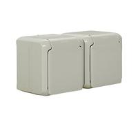 Legrand Forix 782394 -Enchufe doble de pared 16 A, Superficie, IP44 impermeable, con tapa de color gris