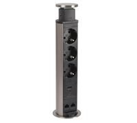 LEGRAND, Incara Tower 60 654975 - Enchufe con sistema de elevación, 2 puertos USB C), 2 enchufes FTP Cat. 6 RJ 45, 3 enchufes, conector 2P+E, diámetro de 60 mm, profundidad de montaje: 356,5 mm, 15