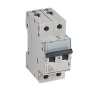 LEGRAND Inter Auto Magneto Térmico 2P, 40A, Curva C 6 kA, 2m, TX3, 403610 | Interruptor Automático Magneto Térmico, 2P, 40A, Curva C, 6 kA, 2 módulo, TX3, 403610