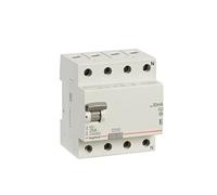LEGRAND, Interruptor de circuito FI, tipo A, corriente nominal en 25 A, corriente de error nominal Idn 30 mA, tensión nominal Un 400 VAC, frecuencia nominal 50 Hz, interruptor diferencial de corriente