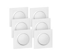 LEGRAND - Interruptor de pared o de ida y vuelta 10AX dooxie + placa cuadrada - Control de iluminación completo - listo para instalar - Fabricado en Francia - Blanco - Juego de 6