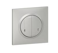 Legrand Interruptor doble conectado 2 x 250 W con neutral compatible con cualquier carga - Dooxie with Netatmo complet (fijaciones, soporte, tapacubos y placa) - Aluminio - 199258