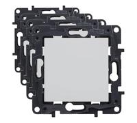 LEGRAND Interruptor o Conmutador componible 10AX para instalación empotrada, Gama Niloé Step, Color Blanco, 398220 (Paquete de 4)