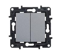 LEGRAND Interruptor o Conmutador Doble componible 10AX para instalación empotrada, Gama Niloé Step, Color Aluminio, 398228