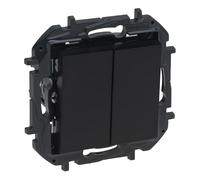 LEGRAND Interruptor o Conmutador Doble componible 10AX para instalación empotrada, Gama Niloé Step, Color Antracita, 398228B
